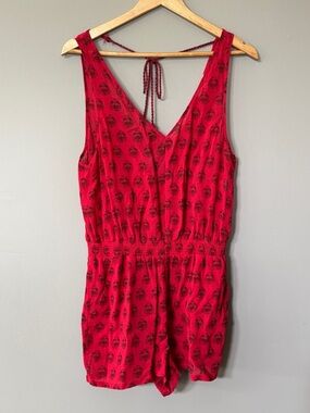 Madewell Red Printed Sleeveless Romper